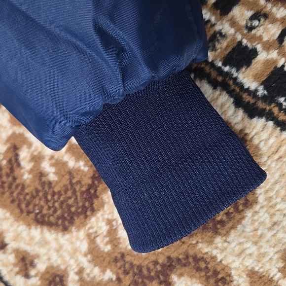 80s 90s Navy Blue Windbreaker Pacific Northern Railway Faux Fur 1980 1990 Retro - Picture 12 of 16